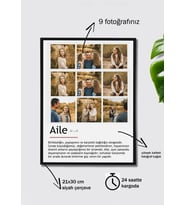 Aile Sözlük Fotoğraflı Kolaj Kişiye özel fotoğraflı aile çerçevesi (21x30 cm )