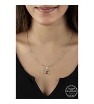 Ucarticaret S-warovski Crystal Taşlı Ametist Top Zincir Gümüş Kadın Kolye