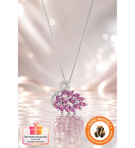925 Ayar Pink Swan Kuğu Gerçek Pembe Ametist Taşlı Şık Tasarım 45 Cm Zincirli Kararma Karşıtı Rodyum Güçlendirmeli Gümüş Özel Gün Hediyesi Şans Aşk ve Zerafetin Simgesi Kuğulu Kadın Kolye