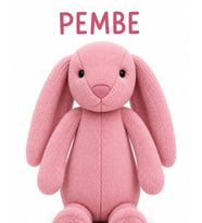 35 cm Uyku Arkadaşı Tavşan – Toscana Kumaş - Koyu Pembe