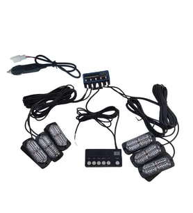 17 fonksiyonlu çakar lamba 12-30v 24 led 6 adet kırmızı*mavi set / LAPA549