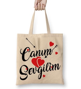 Canım Sevgilim Bez Çanta Uzun Saplı