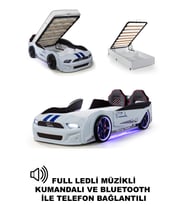 Bazalı Arabalı Yatak Kapıları Açılan Mustang Full Ledli Kumandalı ve Müzikli