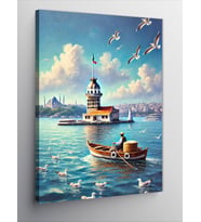 Kanvas Tablo Kız Kulesi Ve Sandal