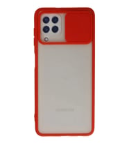Durukar® Samsung Galaxy A22 Kılıf Palm Buzlu Kamera Sürgülü Silikon - Kırmızı