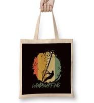 Vintage Windsurfing Retro Windsurfer Sailboarding Ocean Wave Bez Çanta Uzun Saplı