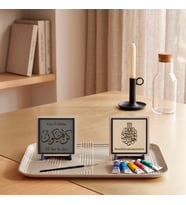 10x10 cm İkili Stantlı Ol Der ve Olur Ayeti ve Orijinal Metinli Bismillâhirrahmânirrahîm Ofis Masaları İçin Değerli Bir Hatıra Seçeneği 10x10 cm, Pudra - Kül Gri