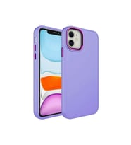 Apple iPhone 11 Uyumlu Kılıf Metal Çerçeve ve Buton Tasarımlı Silikon Zore Luna Kapak (Lila)