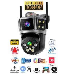 Avenir Çift Kameralı 6mp Full Hd Hareket Takipli Polis Çakarlı Alarmlı Wifi Güvenlik Kamerası