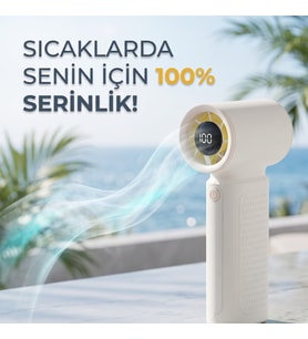 Yüksek Hızlı Soğutucu Mini Fan, Dijital Ekranlı ve Ayarlanabilir El Vantilatörü