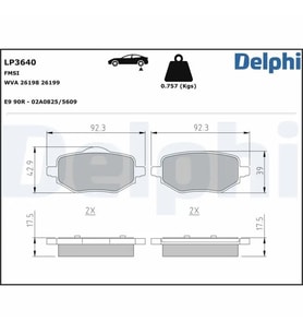 DELPHI LP3640 Arka Fren Balatasi 1643574280 1680301680