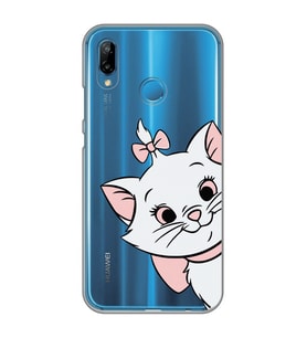 Huawei P20 Lite Uyumlu Marie Kedicik Desenli Şeffaf Telefon Kılıfı
