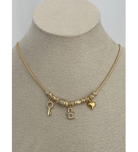 Özel Seri Charm Detay Gold Dorika Kolye