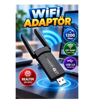 Tak-Çalıştır Çift Bant WiFi Adaptör 1200 Mbps USB 3.0 Realtek Çip Setli