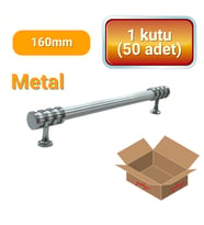 50 Adet Halka Boru Çizgili Kroma Beyaz Metal Mobilya Kulpu Seti 160mm