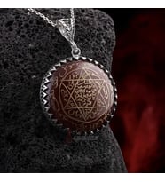 Orijinal Akik Taşı Mührü Süleyman El İşçiliği El Oyması 925 Ayar Gümüş Kolye