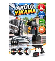 21V Akülü Yüksek Basınçlı Araç Yıkama Makinesi – 1,7 MPa 1500 mAh Şarjlı