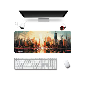 SonicTouch Klavye Mousepad 40x90cm Dikişsiz Pürüzsüz Su Geçirmez Kaymaz Gün Batımı Metropolis Temalı