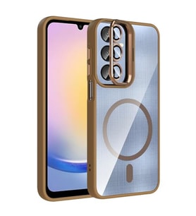 Coverzone Samsung Galaxy A36 ile Uyumlu Z-Etro MagSafe Wireless ?arj Destekli, G��l� Manyetik Tutucu, Stand Olabilen, Kamera Lens Hediyeli Koruyucu K?l?f Desert Titanyum