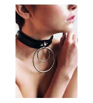 Büyük Ve Küçük Halka Detaylı Ayarlı Şık Deri Choker (Kırmızı)