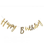 Happy Birthday Kaligrafi Banner Gold