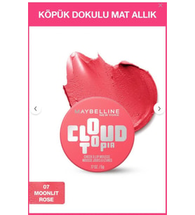 Maybelline New York Cloudtopia Köpük Dokulu Mat Allık & Ruj 07 Moonlit Rose
