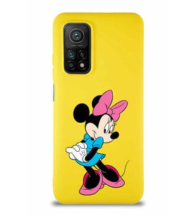 Xiaomi Mi 10T Soft Premier Kapak Minnie Mouse-F Tasarımlı Silikon Kılıf - Sarı (Şeffaf)