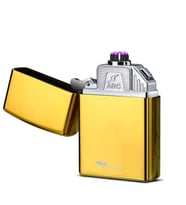 Valkyrie USB Şarjlı Elektronik Çakmak  4 Elektrotlu X Tip Mor Arc  Rüzgar Geçirmez, Alevsiz Gold (Altın)