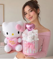 Hello Kitty Peluş Oyuncak & Hello Kitty Ayıcık Buketi Seti Hediye Kutusu – Sevgiliye, Kıza Arkadaşa Doğum Günü Hediyesi