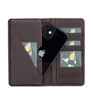 Calvina 6.5 inch Uyumlu Deri Kartlıklı Kılıf FL02 Kahverengi