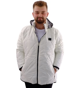 Mode XL Büyük Beden Erkek Kalın Şişme Mont Kapüşonlu U24605 Ekru