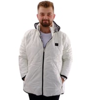 Mode XL Büyük Beden Erkek Kalın Şişme Mont Kapüşonlu U24605 Ekru
