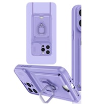 Mey İthalat® iPhone 15 Pro Kılıf Zuma Kartvizitli Yüzüklü Silikon - Lila