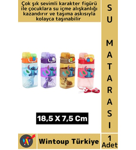 #SuMatarası Ofis Okul Spor Çocuk Su İçme Sevimli Figürlü Çift Bölmeli Pipetli Askılı Su Matarası