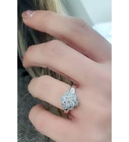 Sky Diamond Taşlı 925ayar Gümüş Üzerine beyaz Altın Kaplama Lotus Yüzük