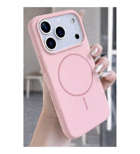 Coverzone ?phone 17 Pro ile Uyumlu Kadife ?� Y�zeyli Premium Silikon K?l?f MagSafe ile Uyumlu Kablosuz ?arj Destekli Darbe Emici Yumu?ak Dokulu Koruma Tasar?ml? Telefon K?l?f? Kum Pembe