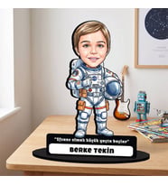 Kaşif Astronot Erkek Çocuğa Hediye Kişiye Özel Karikatürlü Biblo