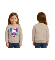 Unisex Hello Kity Baskılı Çocuk Swaetshirt 3 İplik Şardonlu (Taş)