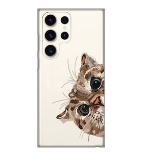 Samsung Galaxy S24 ULTRA Uyumlu Tatlı Kedi Desenli Şeffaf Telefon Kılıfı