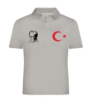 ATATÜRK AY YILDIZ BASKILI POLO YAKALI TİŞÖRT (Gri)