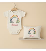 Pia Baby Premium %100 Pamuk İsme Özel Organik Baskılı Çıtçıtlı Bebek Body Ve Yastık Kılıfı 5057-19 (Ekru)