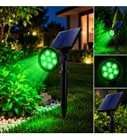 Güneş Enerjili Dekoratif Yeşil LED Bahçe ve Çim Spot Lambası - Peyzaj & Yol Aydınlatma