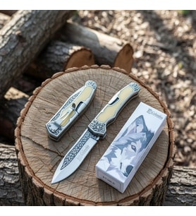 Knivox Columbia Company A3154-C Kemik Gravürlü Kamp Çakısı