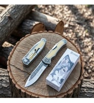 Knivox Columbia Company A3154-C Kemik Gravürlü Kamp Çakısı