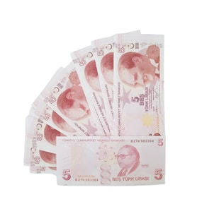 300 Adet 5 TL Sahte Para Geçersiz Düğün Parası Parti Şaka Malzemesi (Açık Sarı)
