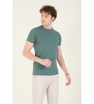 Giyim Dünyası Erkek Sıfır Yaka Basic T-Shirt Yeşil
