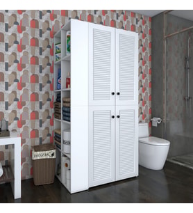 Kenzlife membran çamaşır-kurutma makinesi dolabı kapaklı fedyenka sol byzbyz 180*090*60 mebran kapak suntalam gövde banyo arkalıksız (Beyaz)