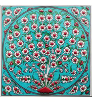 Armada Çini 20x20 Cm ED 328 Turkuaz Hayat Ağacı Eldekoru Çini karo