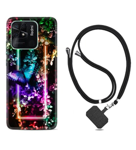 Xiaomi Poco X3 Pro M4 Pro X4 Pro C40 10C Kılıf Boyun Askılı Silikon Butterfly Neon 1684