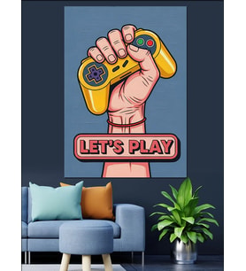 Konsol Tutan El Gamer Temalı Dekoratif Kanvas - Mdf Ahşap Tablo